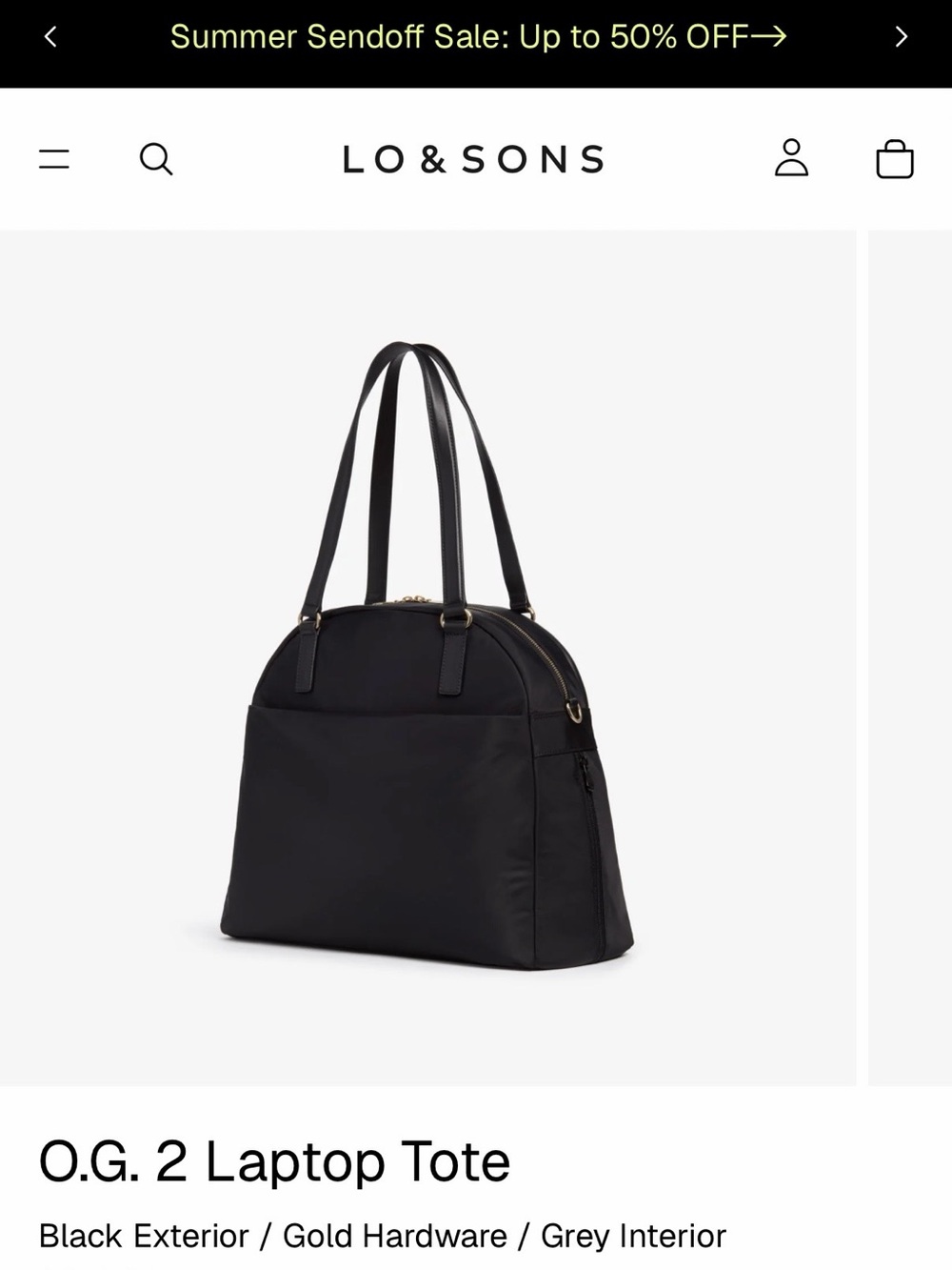 Lo & Sons Black O.G. 2 Laptop Tote with Gold Hardware